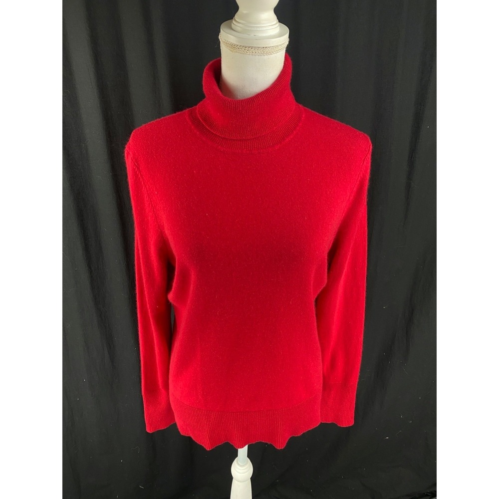 Victor Alfaro Women Red Long Sleeve Cashmere Turtleneck Sweater‎ Size XL
